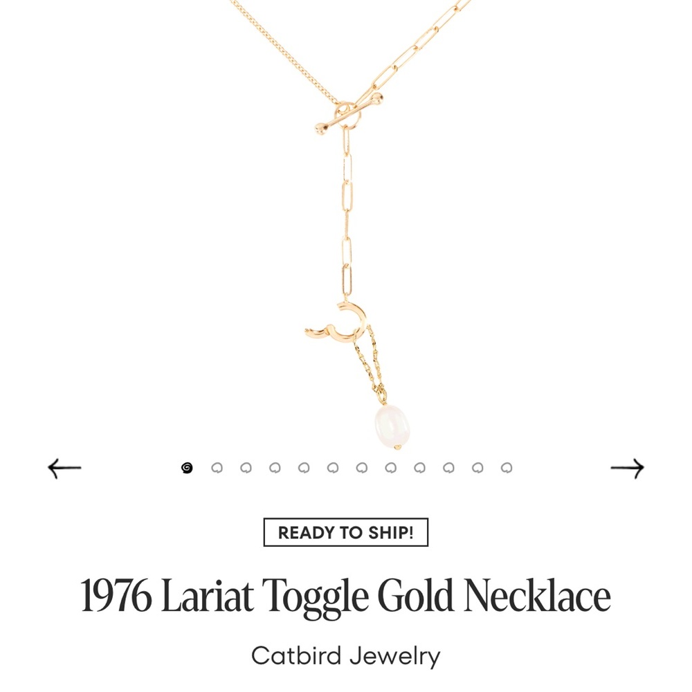 Catbird 1976 Lariat Toggle Gold Necklace